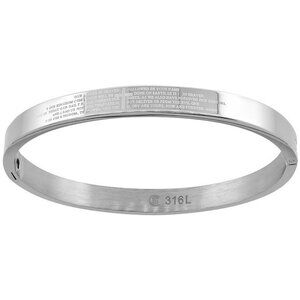 Stainless Steel Lords Prayer Bangle Bracelet Women Oval High Polish 7" inches